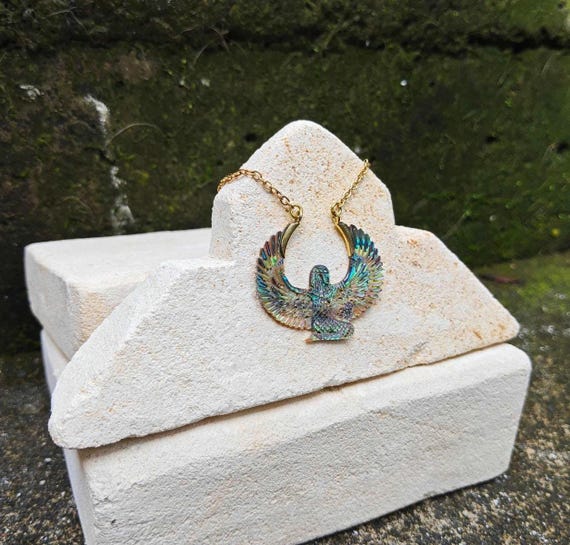 GODDESS ISIS pendant, abalone jewelry, egyptian jewelry, abalone isis, healing jewelry, goddess jewelry, Isis necklace, carved isis
