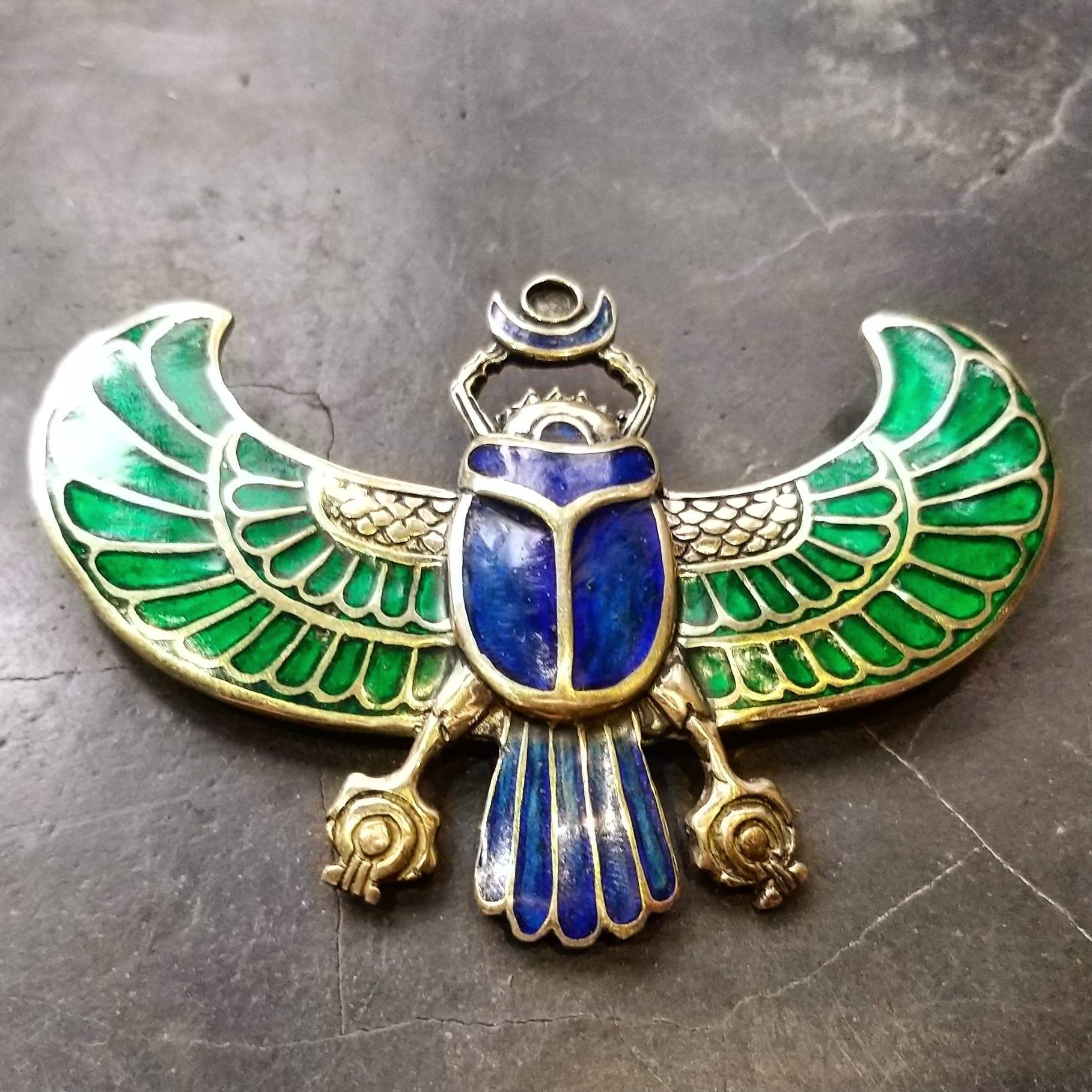 PECTORAL OF TUTANKHAMON Inlaid Necklace Winged Scarab Beatle | Etsy