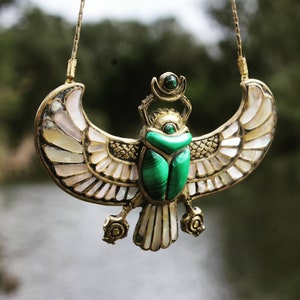 PECTORAL OF TUTANKHAMUN Malachite Egyptian Beetle Necklace - Etsy