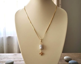 SHORE mother of pearl pendant, mermaid jewelry, minimal layering necklace, irregular pearl, beach jewelry, big pearl boho, white angel, sea