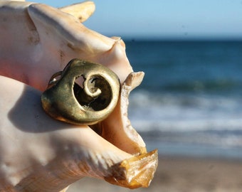 SPIRAL Shell ring, sea shell Ring, Brass ring, fractal jewelry, infinity, nautilus jewelry, Sea jewelry, fibronacci, mermaid ring, gift boho