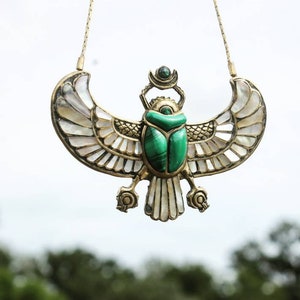 PECTORAL OF TUTANKHAMUN Malachite Egyptian Beetle Necklace - Etsy