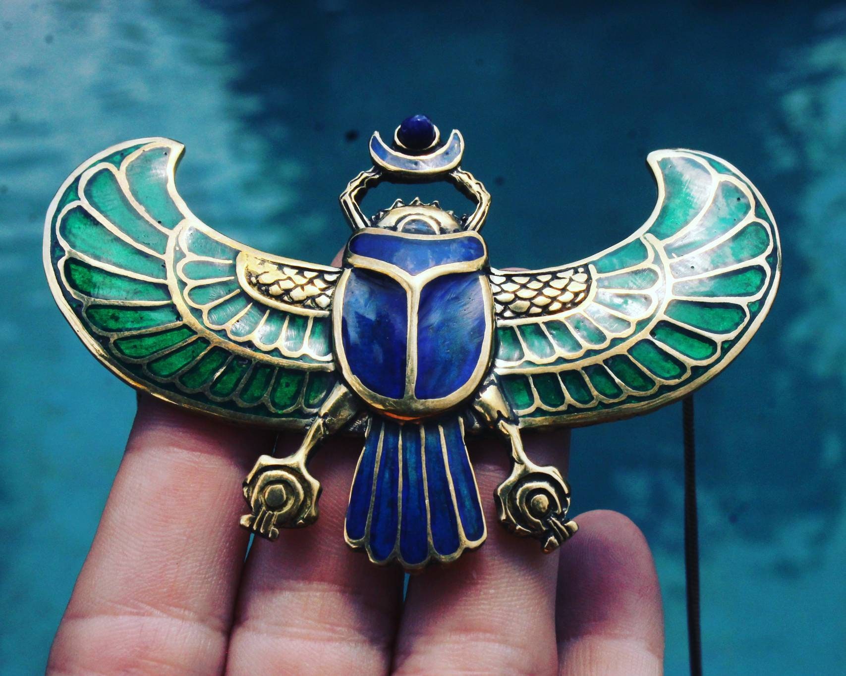 PECTORAL OF TUTANKHAMON Inlaid Necklace Winged Scarab Beatle | Etsy