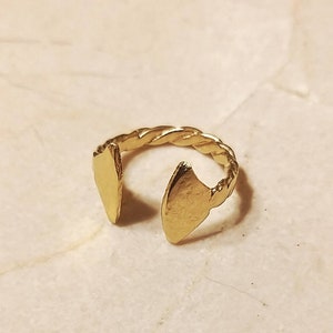 CELTIC OPEN BLADE Ring, 24K gold plated jewelry, adjustable ring, twisted wire, tribal jewelry, hammered ring, gift women, etruscan jewelry