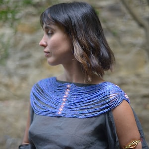 ABUK MASAI BLUE bead Body jewelry, bead shoulder necklace, chain body jewelry, beaded necklace, tribal, Ethnic wearable art, gift