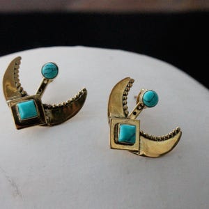 MOON CLAIRE oorbellen, moonsrone studs, boho sieraden, maan oorbellen, edelsteen genezing, 24k vergulde sieraden, hoepels, godin, sprookjescadeau