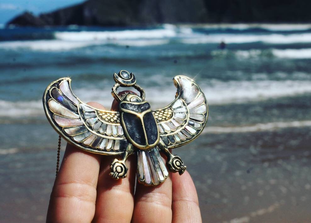 PECTORAL OF TUTANKHAMON Inlayed Egyptian Scarab Necklace - Etsy