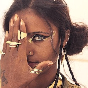 DOUBLE POINT RING 24k gold plated Ring, Triangular ring, geometric minimal ring, boho, gift women, stacking ring, boho, modern, hippie