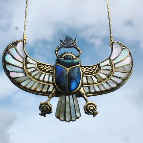 PECTORAL OF TUTANKHAMON Inlayed Egyptian Scarab Necklace - Etsy