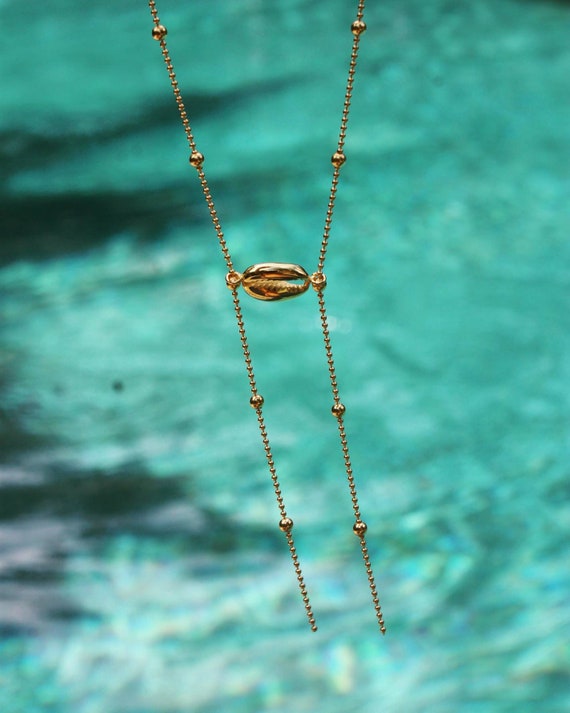 Collana Lunga Bohémien A Strati Con Conchiglia E Perline, Gioiello Estivo Da Spiaggia Per Donna - 4