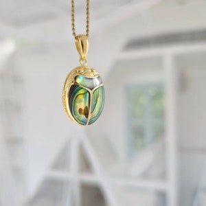 KHEPRI Abalone Scarab, Inlayed Shell Pendant, Carved Scarab, Beetle ...