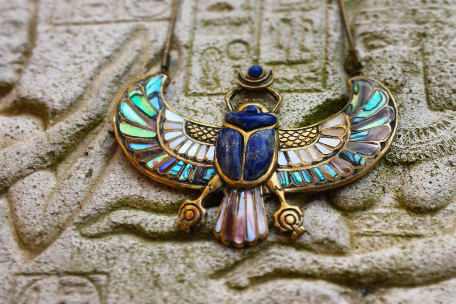 PECTORAL OF TUTANKHAMON Inlayed Egyptian Scarab Necklace - Etsy