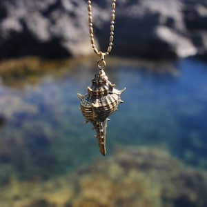SPIKE Sea snail pendant, sea jewelry, mermaid necklace, sea shell jewelry, beach jewelry, surf, cast nature, molded shell, charm, gift women