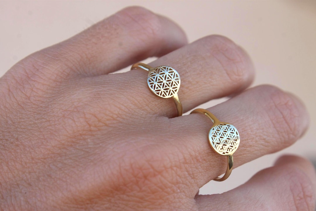 Minimalist SACRED GEOMETRY Ring, Yoga Jewelry, Seed of Life Amulet ...