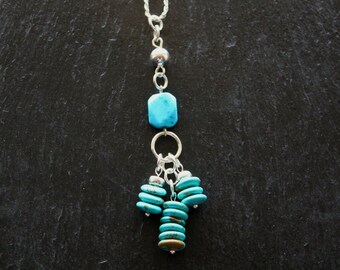 Collar con colgante de turquesa hecho a mano: joyería bohemia de plata de ley