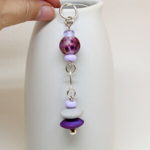 Purple Pendant Necklace Sterling Silver Glass Lampwork Necklace Handmade Beaded Jewelry Adjustable Choker Long Necklace Gift for Her