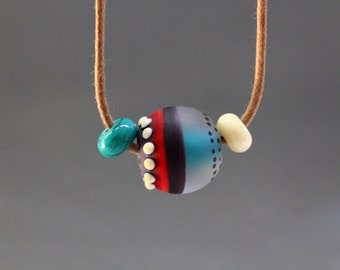 Red Lampwork Glass Bead Necklace: Adjustable Handmade Jewelry