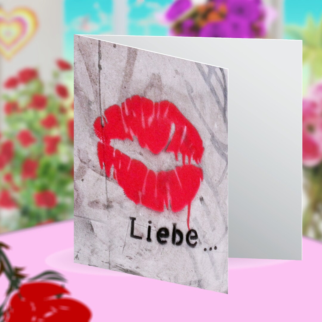 Liebe Parisian Kiss Street Art Love Blank Greeting Card Etsy