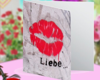 Liebe Parisian Kiss Street Art Love Blank Greeting Card