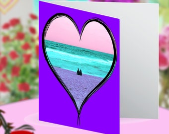 Beach Heart Love Greeting Card