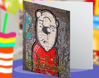 Happy Bearthday Berlin Street Art Urban Landscape Habitat Blank Birthday Greeting Card