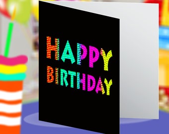 Happy Birthday Halftone Blank Birthday Greeting Card