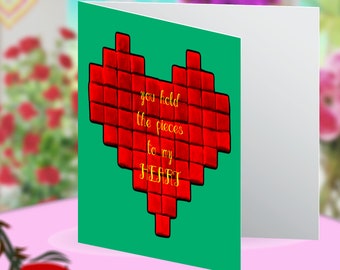 My Heart Mosaic (green) Love Blank Greeting Card