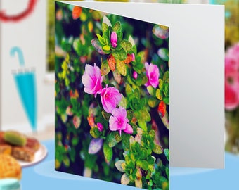 Blackheath Pink Azalea Flower Rhododendron Garden  Blue Mountains Floral Landscape Botanical Blank Greeting Card