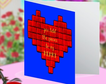 My Heart Mosaic (blue) Love Blank Greeting Card