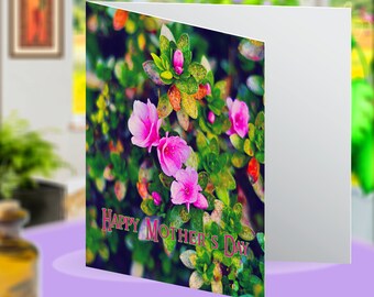 Happy Mother's Day Pink Azaleas Flower Floral Blank Greeting Card