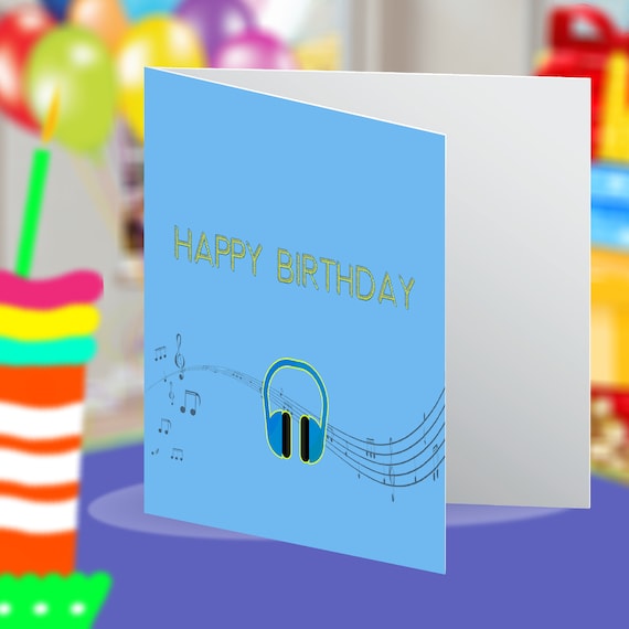 Joyeux Anniversaire Musique Casque Musicien Carte De Vœux Etsy France