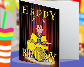 Happy Birthday Drummer Blank Birthday Greeting Card