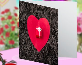 Red Love Heart Blank Greeting Card