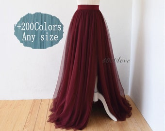 Slit / Chiffon and Tulle Skirt 