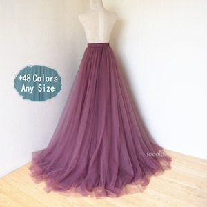 Mauve softest tulle skirt, long maxi tulle skirt with a train,evening long skirt,  bridesmaid dress,photo shoot tulle skirt