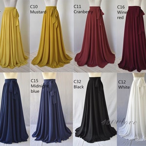 Adult floor length adult skirt,full length women wedding chiffon skirt, bridesmaid dresses with sash.women maxi skirt