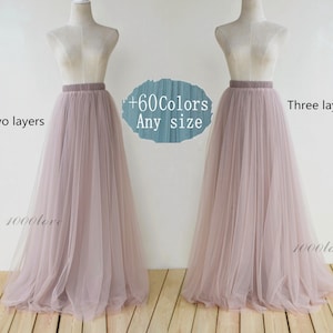 Pastel pink  floor length wedding bridesmaid dress,softest tulle skirt,adult women softest tulle skirt