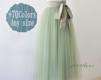 Adult Pea green softest women tulle skirt, Elegant beauty bridesmaid dress custom size softest tulle skirt not include the sash