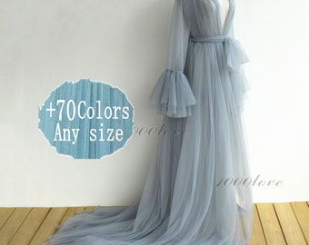Custom Sheer tulle dress formal evening dresses,long sleeves photo shoot tulle dress,Maternity Photography ,Tulle Maternity Gown,robe dress