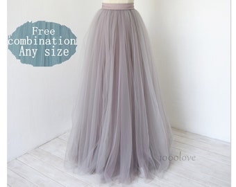 Mixture color tulle skirt , blending lavender gray with and dusty lavender , adult wedding  bridesmaid dress,free combination,coloring