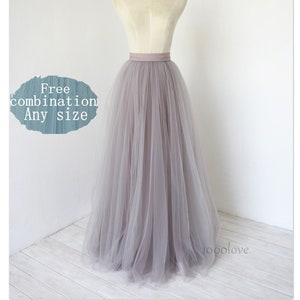 Mixture color tulle skirt , blending lavender gray with and dusty lavender , adult wedding  bridesmaid dress,free combination,coloring