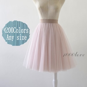 Short tulle skirt,adult women bridesmaid tulle skirt,light pink tulle skirt,custom size with 3 layer