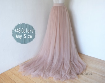Blush softest long maxi tulle skirt with a big train,bridesmaid dress,photo shoot tulle skirt