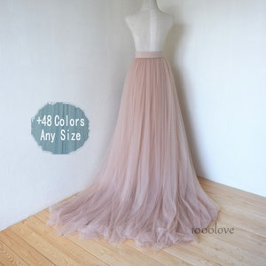 2 layer Blush softest long maxi tulle skirt with a big train,bridesmaid dress,photo shoot tulle skirt
