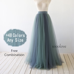 Mixture color tulle skirt , blending tea green and blue green, adult wedding  bridesmaid dress,free combination,good shade