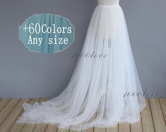 Ivory Tulle Skirt, Sheer Summer Perspective, Train Skirt