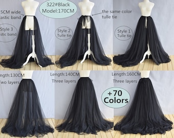 Adult detachable overskirt,  Soft tulle More style choose ,bride wedding long train skirt,photo shoot tulle skirt