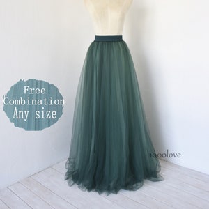 Mixture color tulle skirt ,Mix with dark green and pea green, adult wedding  bridesmaid dress photo shoot skirt,free combination