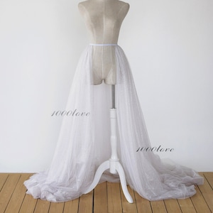 Sparkle long  overtrain skirt,detachable overskirt, shimmering bridesmaid dress,blinking photo shoot evening tulle skirt,glitter tulle skirt