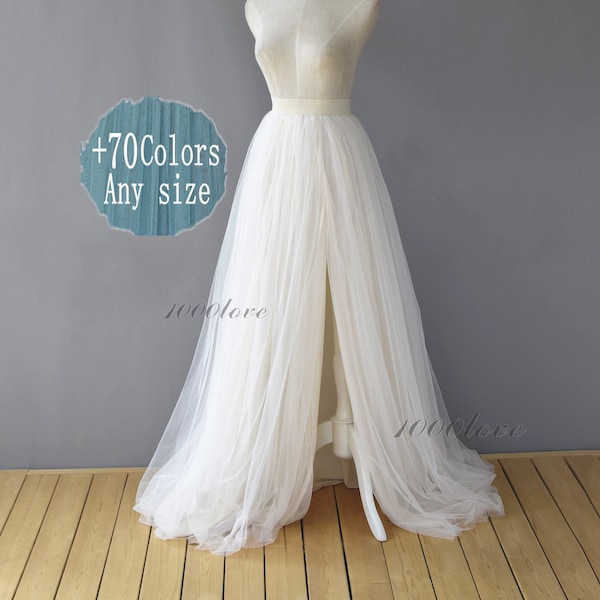 Maxi split floor length tulle skirt,elegant,wedding photo shoot evening dating tulle skirt,bridesmaid dresses